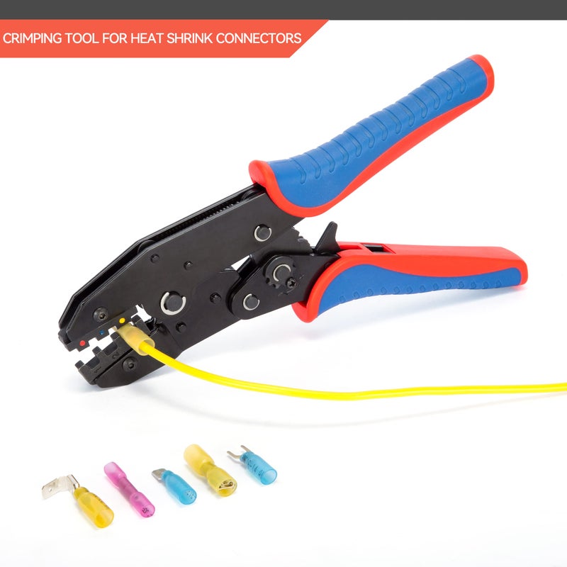 HKS Crimping Tool For Heat Shrink Connectors - Ratcheting Wire Crimpers - AWG 22-10 (0.5-6.0mm?) - Ratchet Terminal Crimper - Electrical Crimping Tool - Image 4